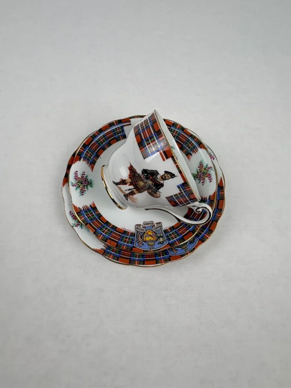 VTG Royal Standard Bonnie Scotland Clan Stewart Teacup Saucer Plate Trio Set